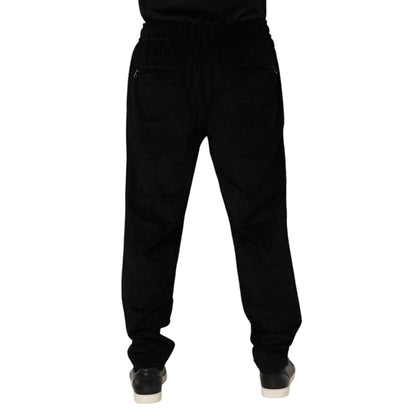 Dolce & Gabbana Black Cotton Men Jogger Sweatpants Pants