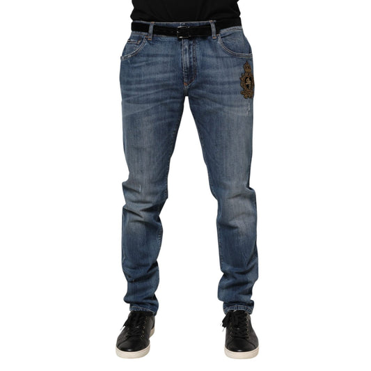 Dolce & Gabbana Blue Logo Embroidery Denim Jeans