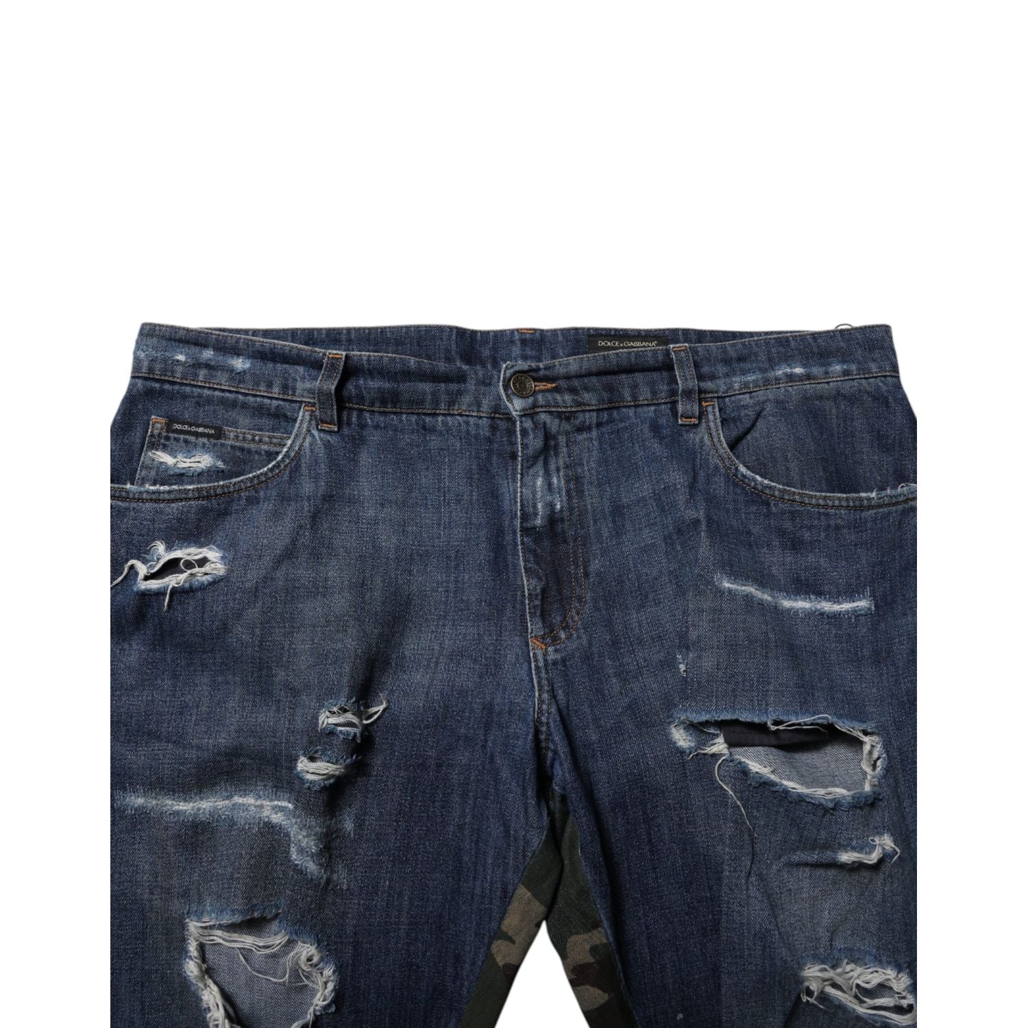 Dolce & Gabbana Blue Cotton Camouflage Denim Jeans