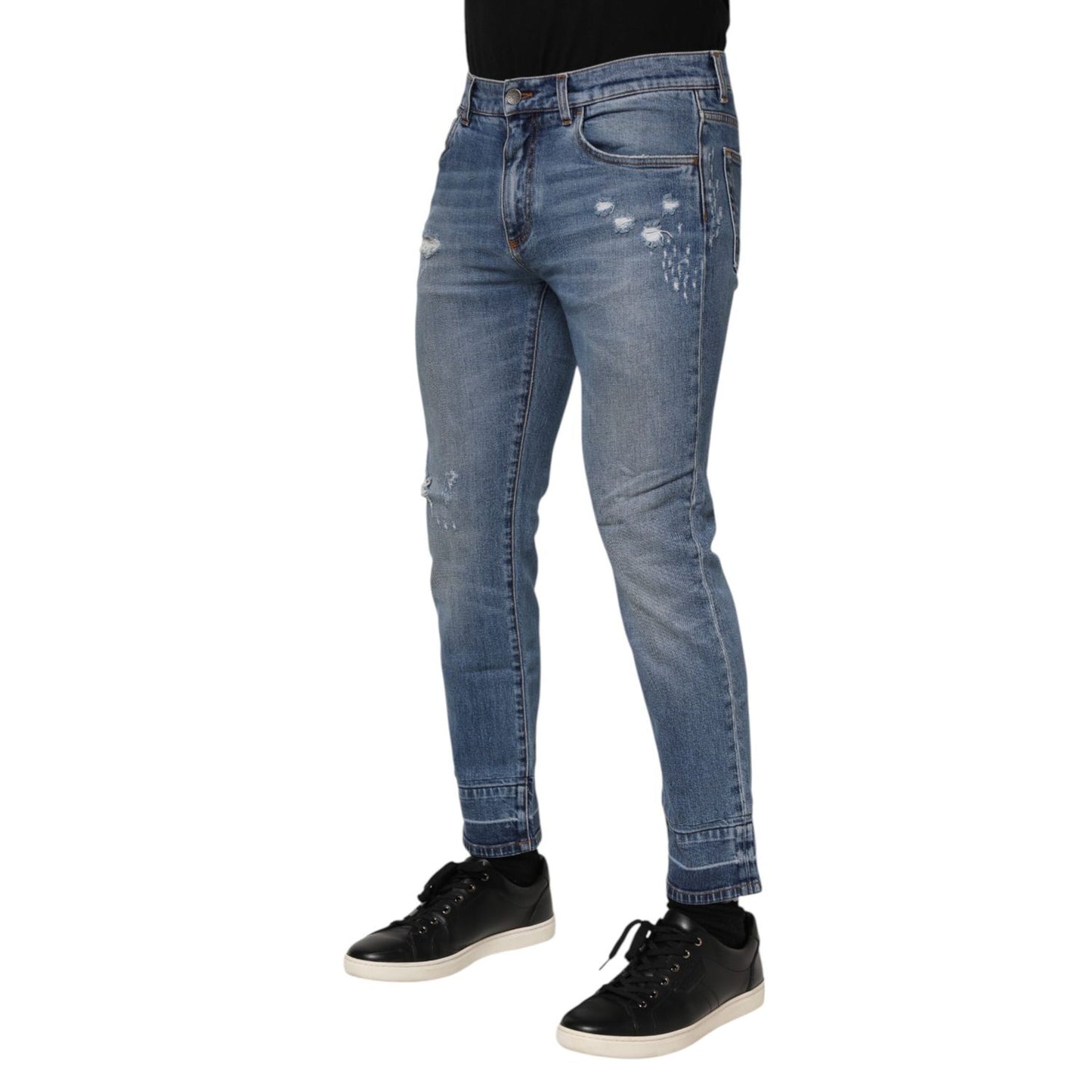 Dolce & Gabbana Blue Cotton Logo Plaque COMFORT Denim Jeans