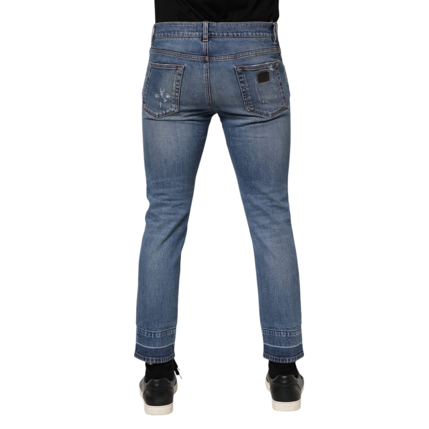 Dolce & Gabbana Blue Cotton Logo Plaque COMFORT Denim Jeans