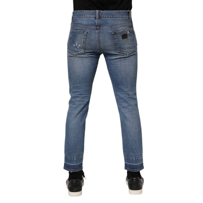 Dolce & Gabbana Blue Cotton Logo Plaque COMFORT Denim Jeans