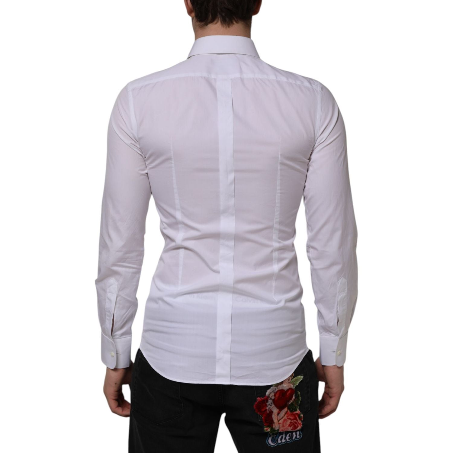 Dolce & Gabbana White Bib Cotton Poplin GOLD Formal Shirt