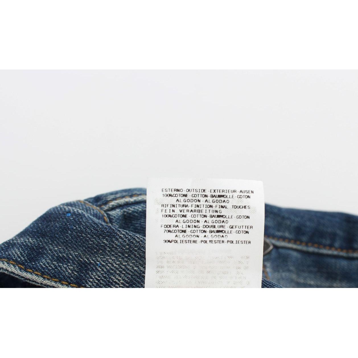 时尚蓝色水洗修身牛仔裤