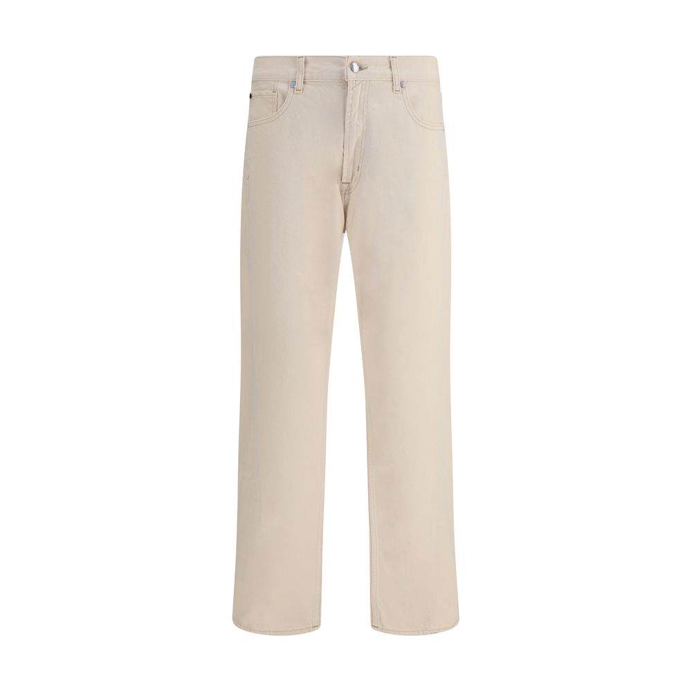 7FOR Beige Cotton Straight-Leg Jeans 7FOR