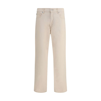7FOR Beige Cotton Straight-Leg Jeans 7FOR