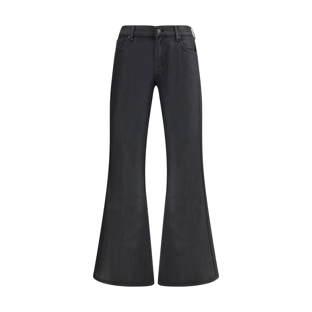 7FOR Black Cotton Flared Jeans 7FOR