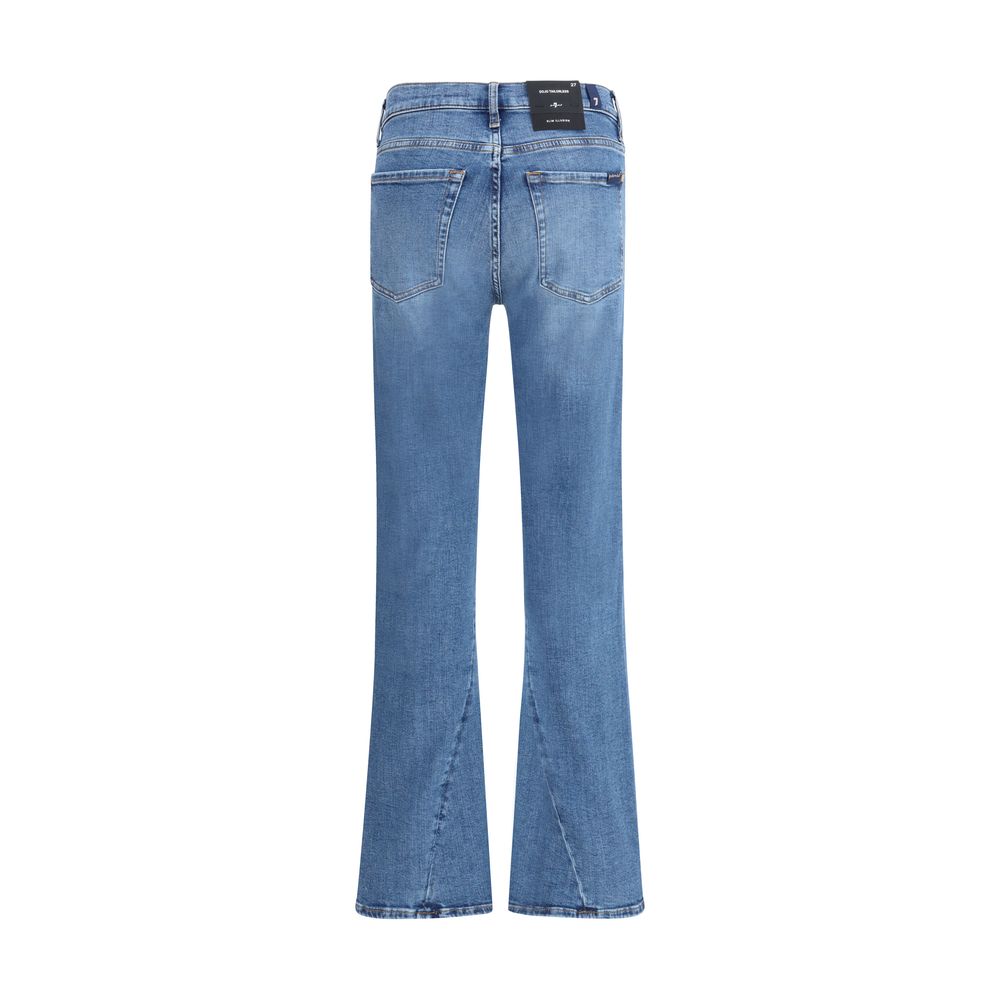 7FOR Blue Cotton Flared Jeans 7FOR