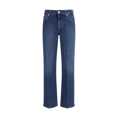 7FOR Blue Cotton Straight-Leg Jeans 7FOR