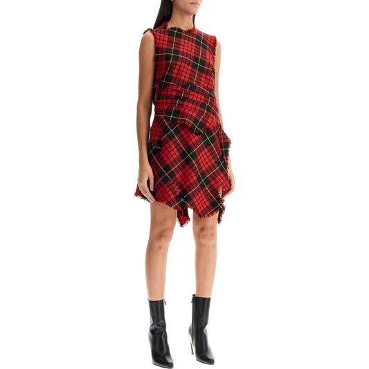 Alexander Mcqueen distressed wool tartan mini dress Dresses Alexander Mcqueen