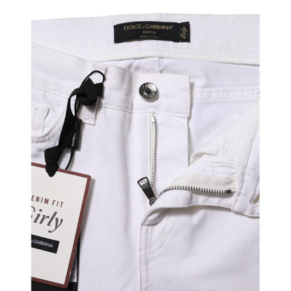 Dolce & Gabbana White Floral Embroidery GIRLY Denim Jeans