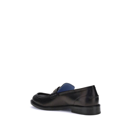 Versace Black Calf Leather Bos Taurus Slip-On Loafers Versace