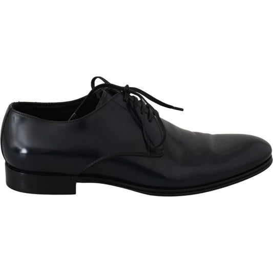 Dolce & Gabbana Elegant Dark Blue Leather Derby Dress Shoes Dolce & Gabbana