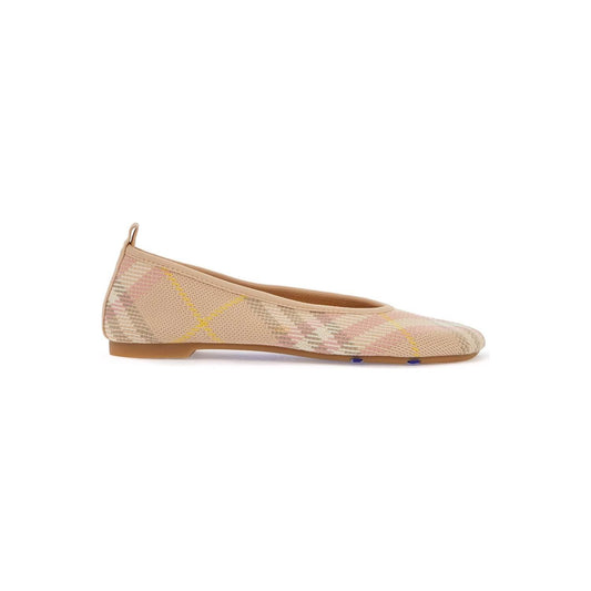 Burberry beige check knit ballerinas with rubber sole