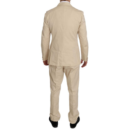 Romeo Gigli Two Piece 3 Button Beige Cotton Solid Suit