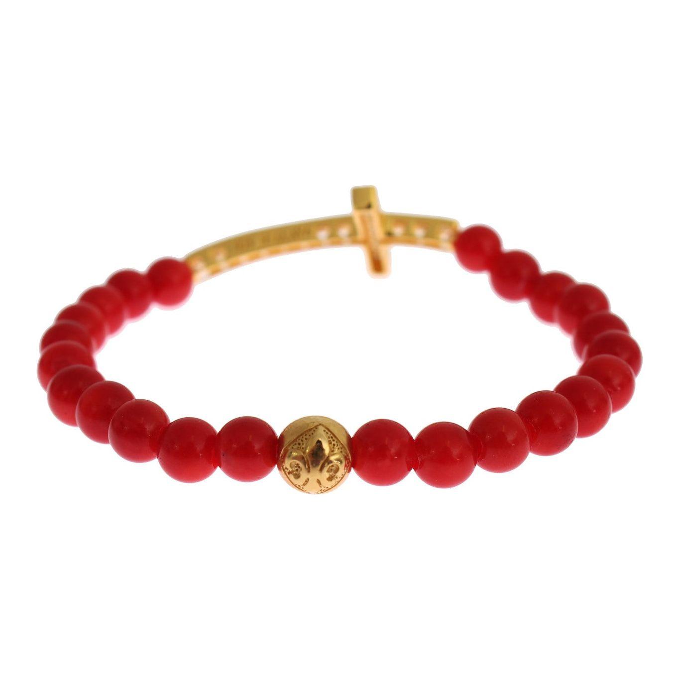 Nialaya Elegant Gold and Red Coral Beaded Bracelet Bracelet Nialaya