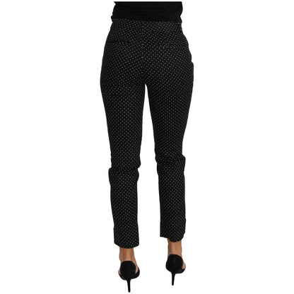 Dolce & Gabbana Black Dress Polka Dot Cropped Straight Pants