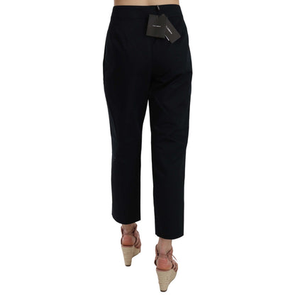 Dolce & Gabbana Black Cropped Front Button Embellished Pants Dolce & Gabbana