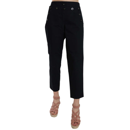 Dolce & Gabbana Black Cropped Front Button Embellished Pants Dolce & Gabbana