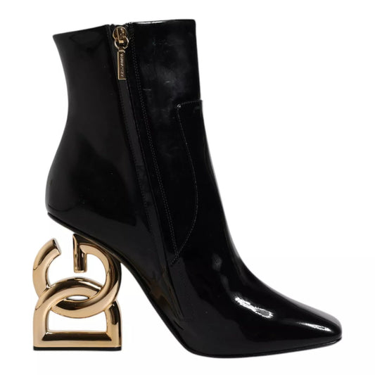 Dolce & Gabbana Black Jackie Leather Mid Calf Boots Shoes 1728,67345645728,Ankle - Boots - Shoes,Black,Boots - Shoes,Boots - Women - Shoes,Dolce & Gabbana,EU36/US5.5,EU37/US6.5,EU38.5/US8,EU38/US7.5,New with tags,Shoes,Women,Women - Shoes