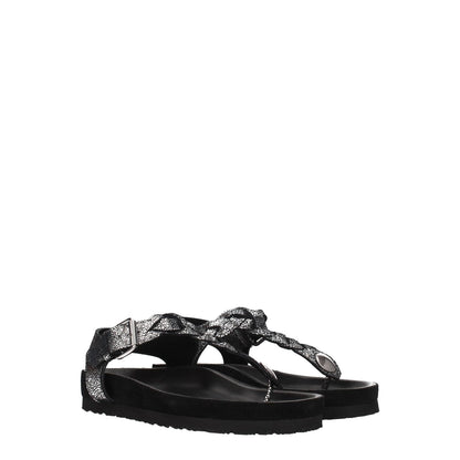 Isabel Marant Black Leather Flip-Flop Sandals