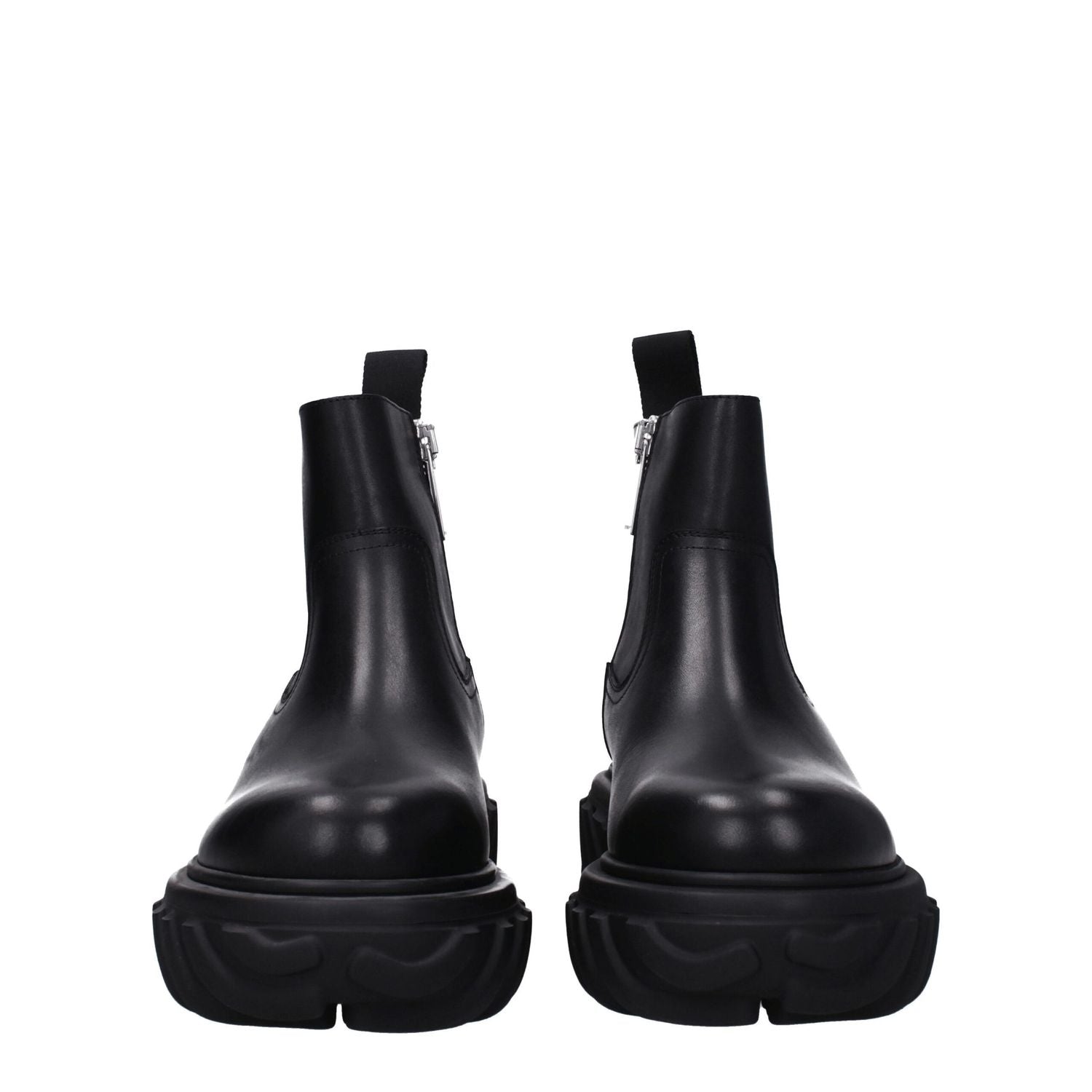 Off-White Black Leather Ankle Boots
