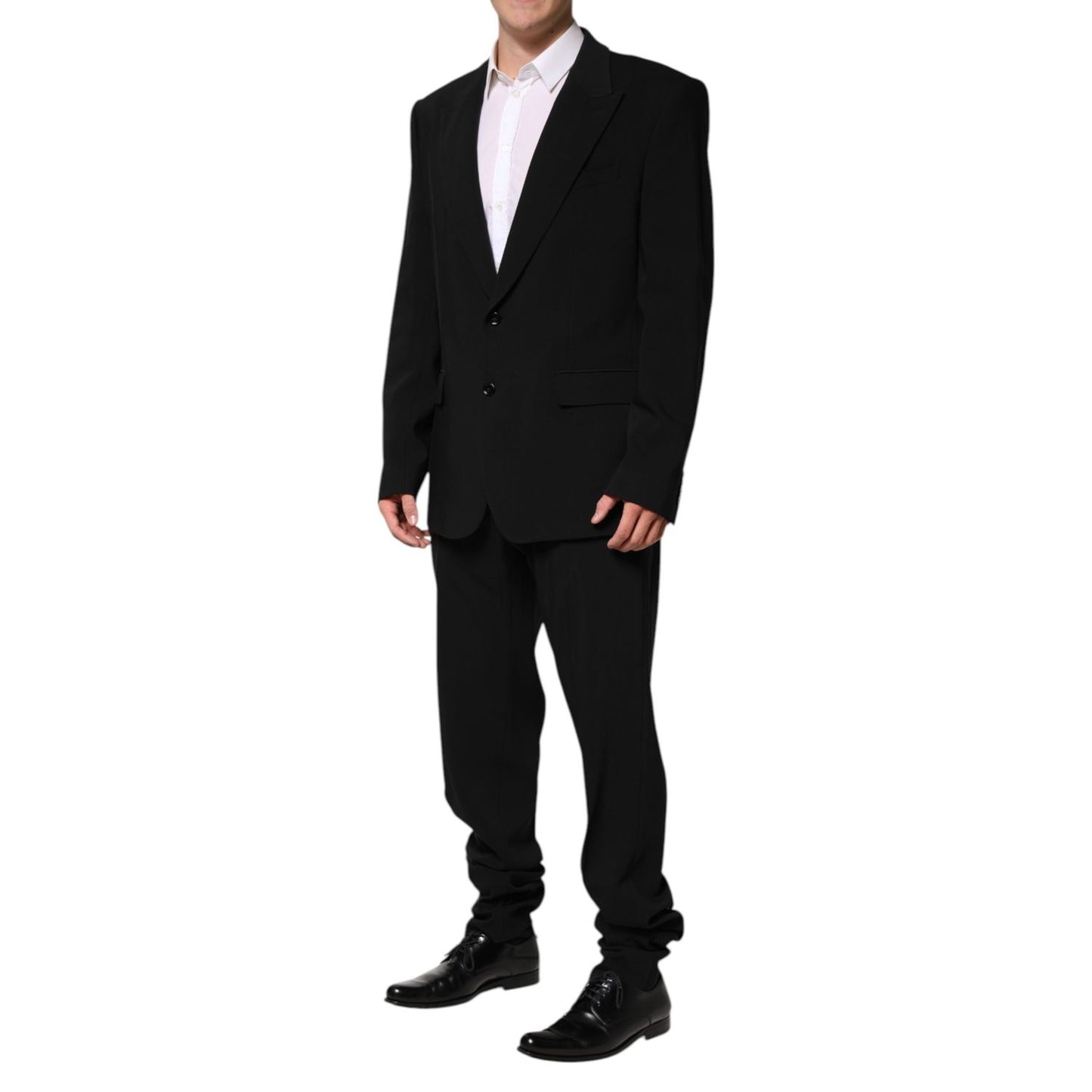 Dolce & Gabbana Black Cotton Single Breasted 2 Piece Suit