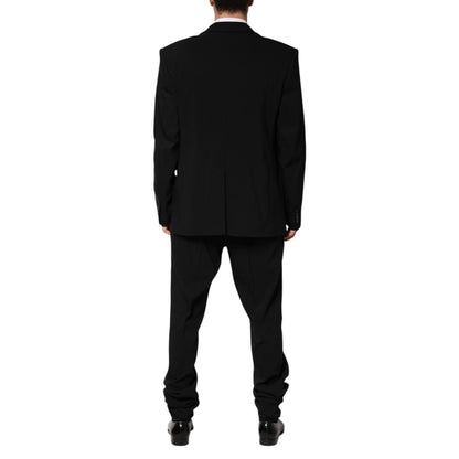 Dolce & Gabbana Black Cotton Single Breasted 2 Piece Suit