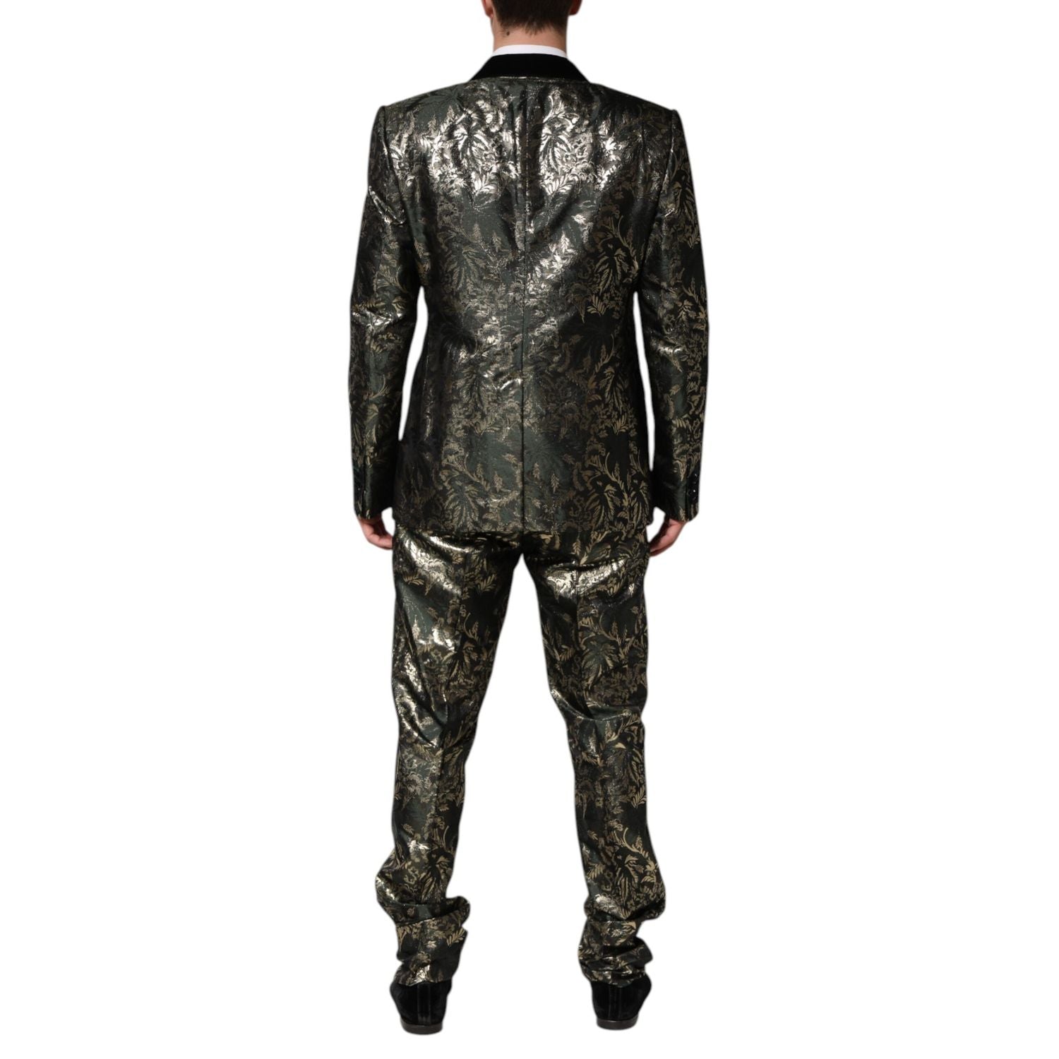 Dolce & Gabbana Metallic Floral Jacquard Silk 2 Piece Suit