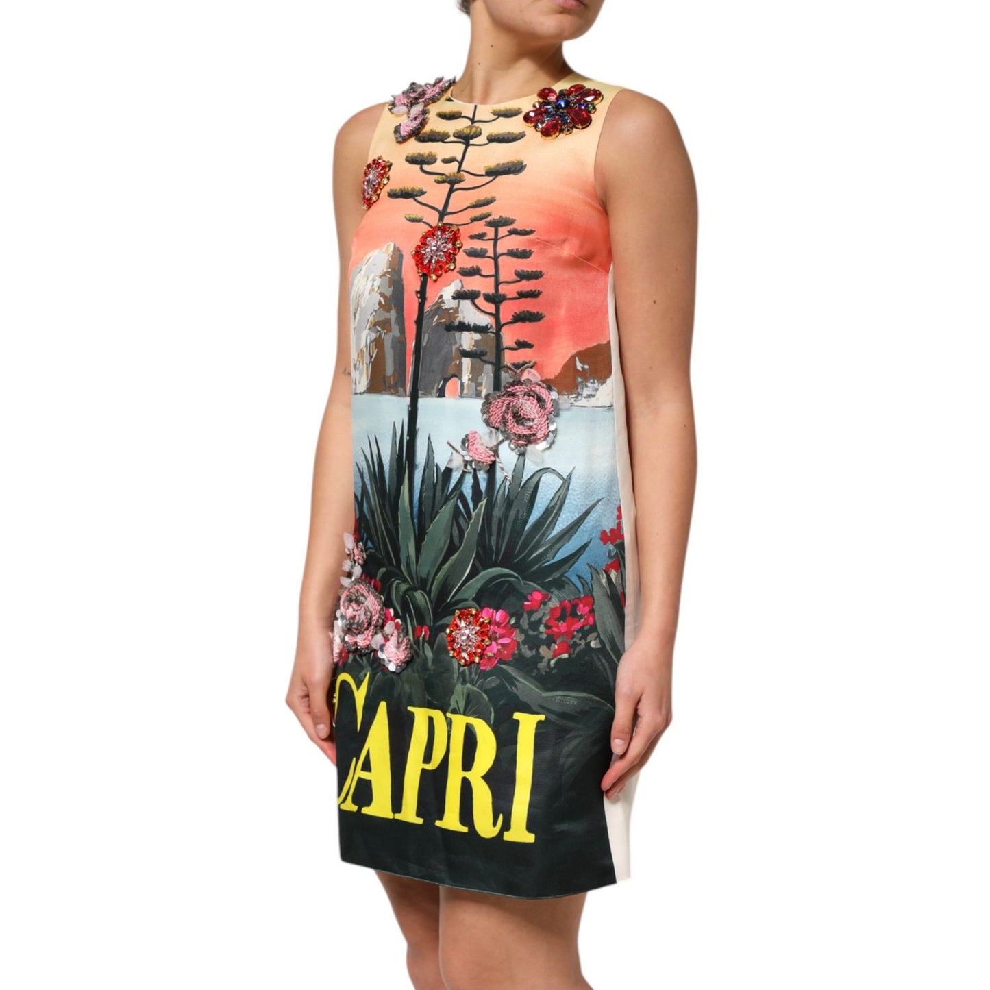 Dolce & Gabbana Multicolor Crystal Embellished A-line Mini Dress