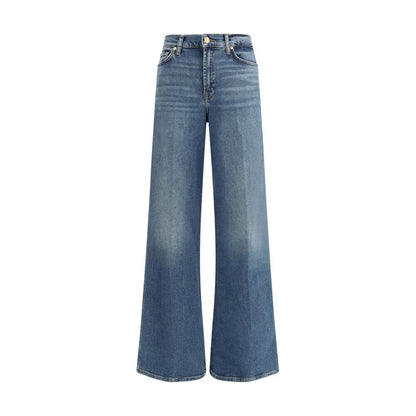 7FOR Blue Cotton Flared Jeans 7FOR