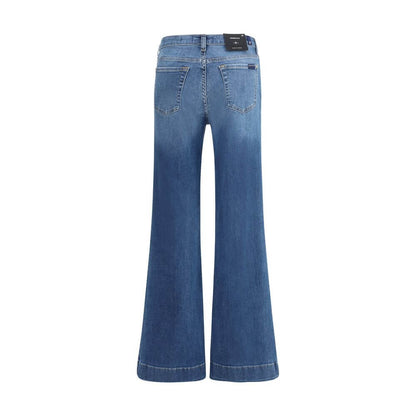 7FOR Blue Cotton Flared Jeans 7FOR
