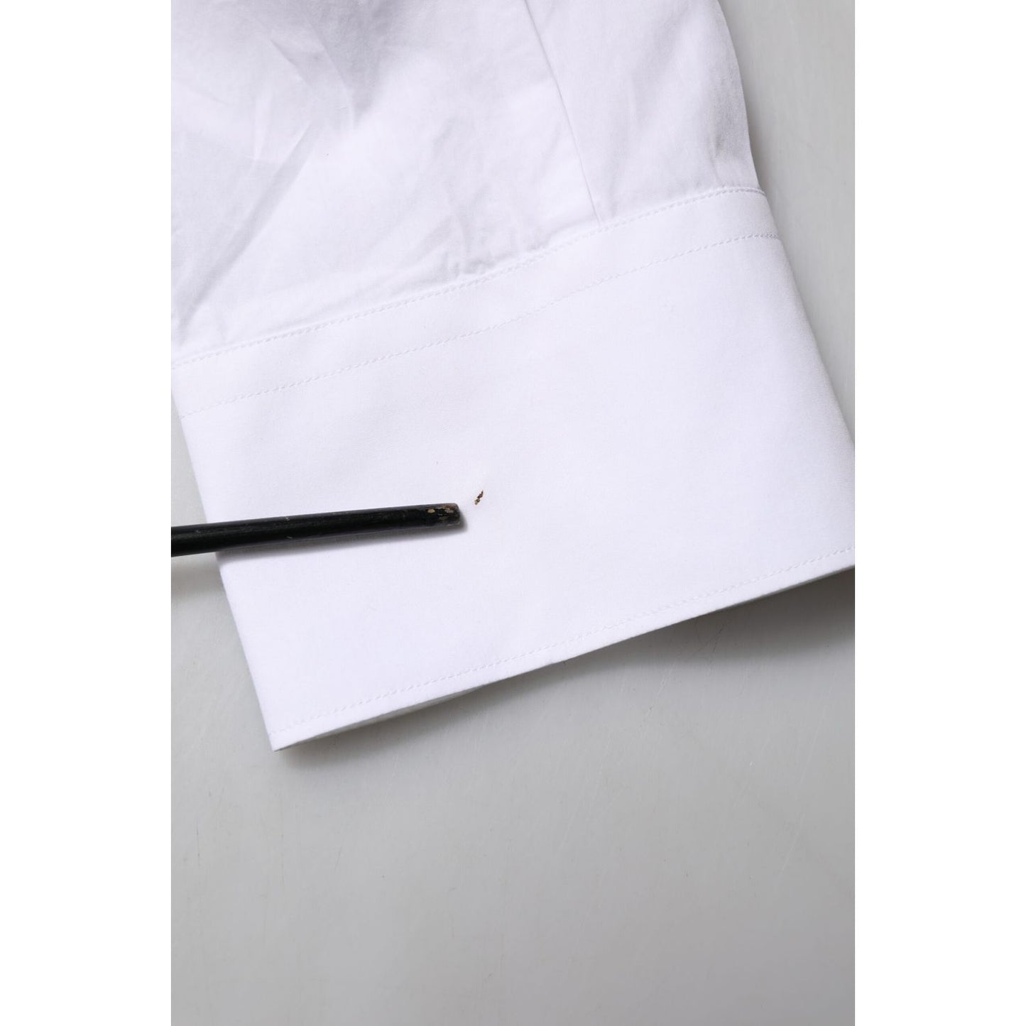 Dolce & Gabbana White Bib Cotton Poplin GOLD Men Formal Shirt