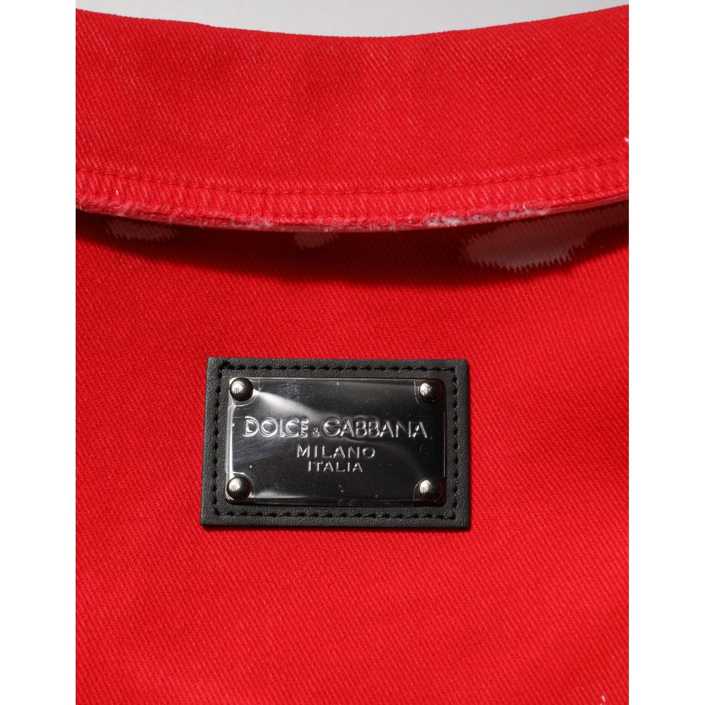 Dolce & Gabbana Red Sleeveless Logo Plaque Vest Jacket