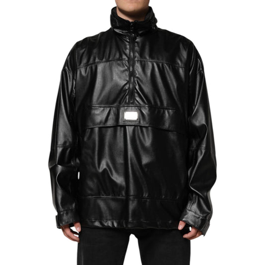 Dolce & Gabbana Black Polyester Logo Plaque Bomber Jacket