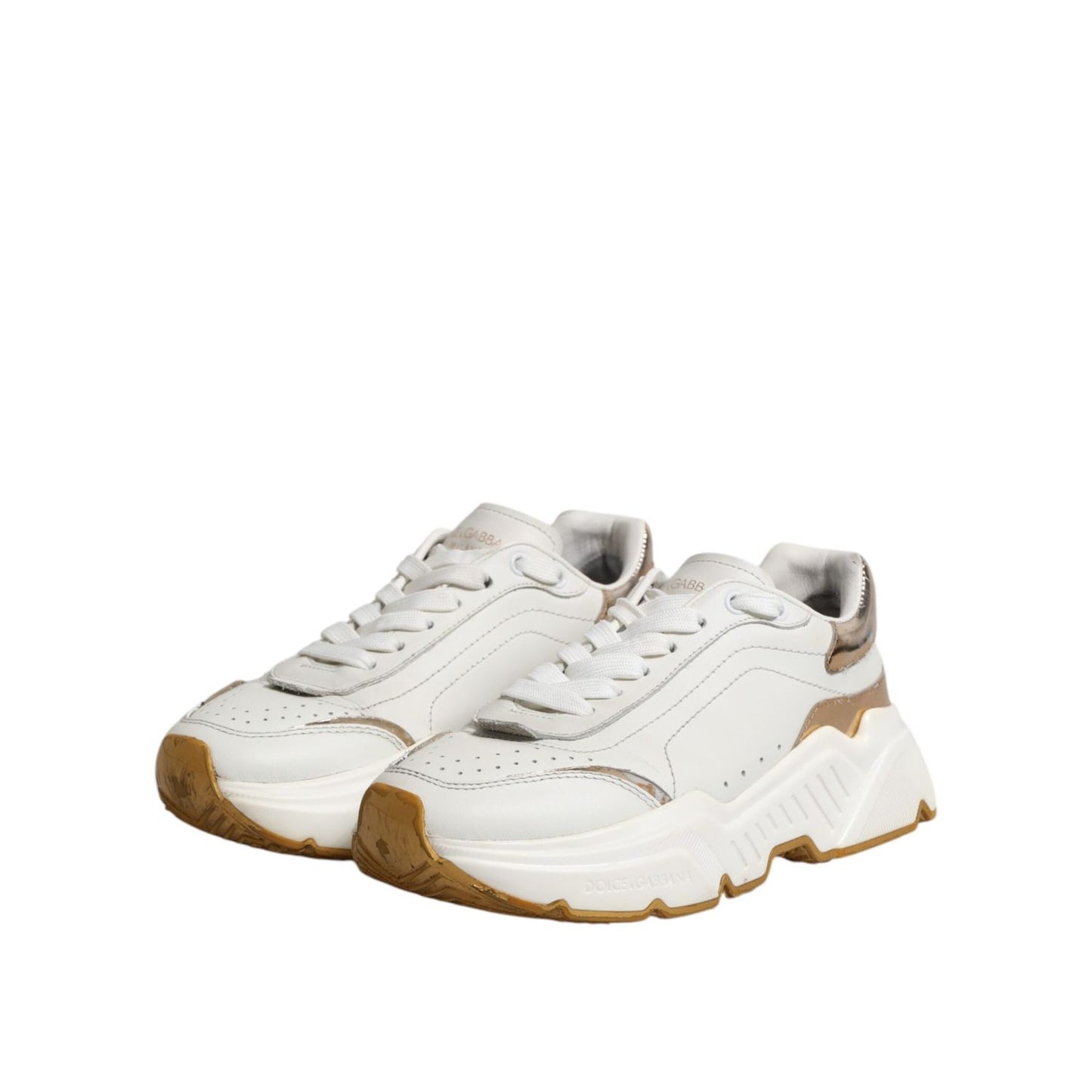 Dolce & Gabbana White Gold Daymaster Low Top Sneakers Shoes
