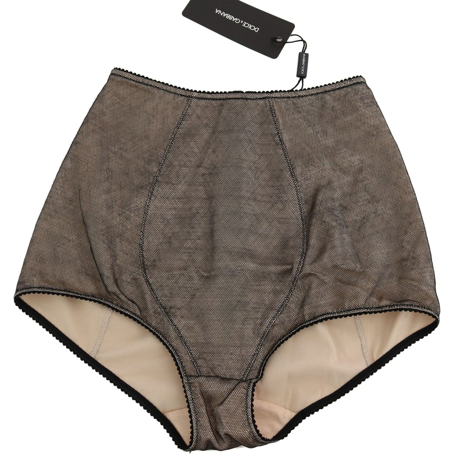 Dolce & Gabbana Beige Black Net Cotton Blend Chic Underwear Dolce & Gabbana