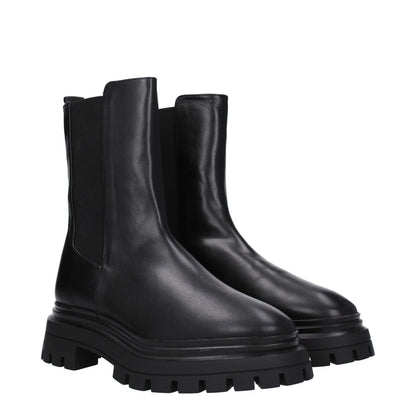 Stuart Weitzman Black Leather Ankle Boots