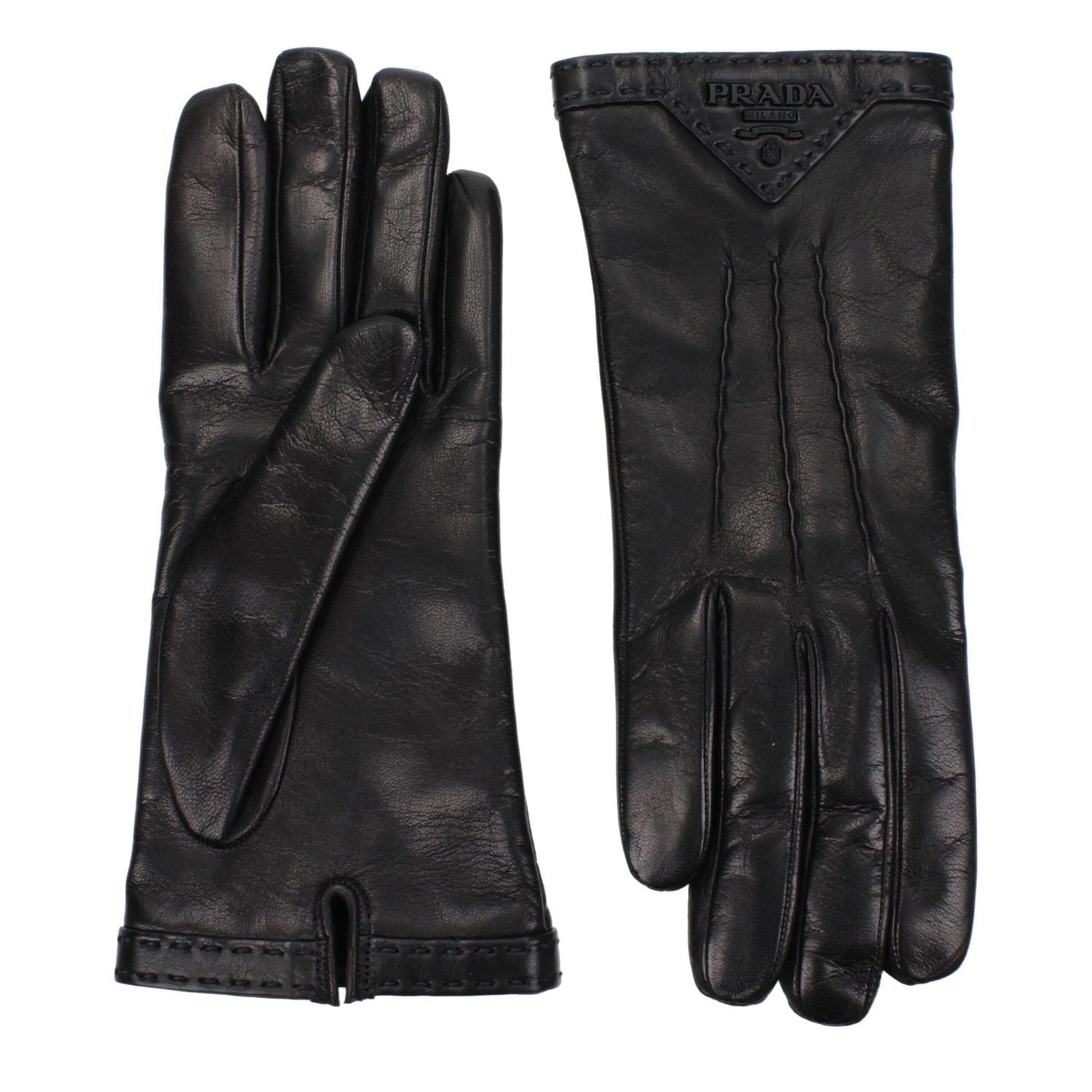 Prada Black Leather Gloves