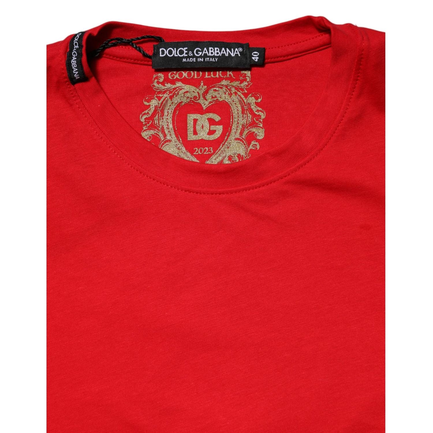 Dolce & Gabbana Red Plain Short Sleeve Crew Neck Top T-shirt