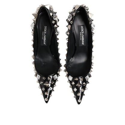 Dolce & Gabbana Black Crystals Studs Stiletto Pumps Shoes