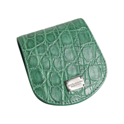 Dolce & Gabbana Green Exotic Skin Coin Condom Case Holder Pocket Wallet
