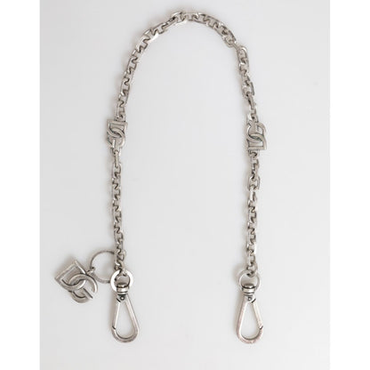 Dolce & Gabbana Silver Tone Brass DG Logo Detailing Chain Men Necklace