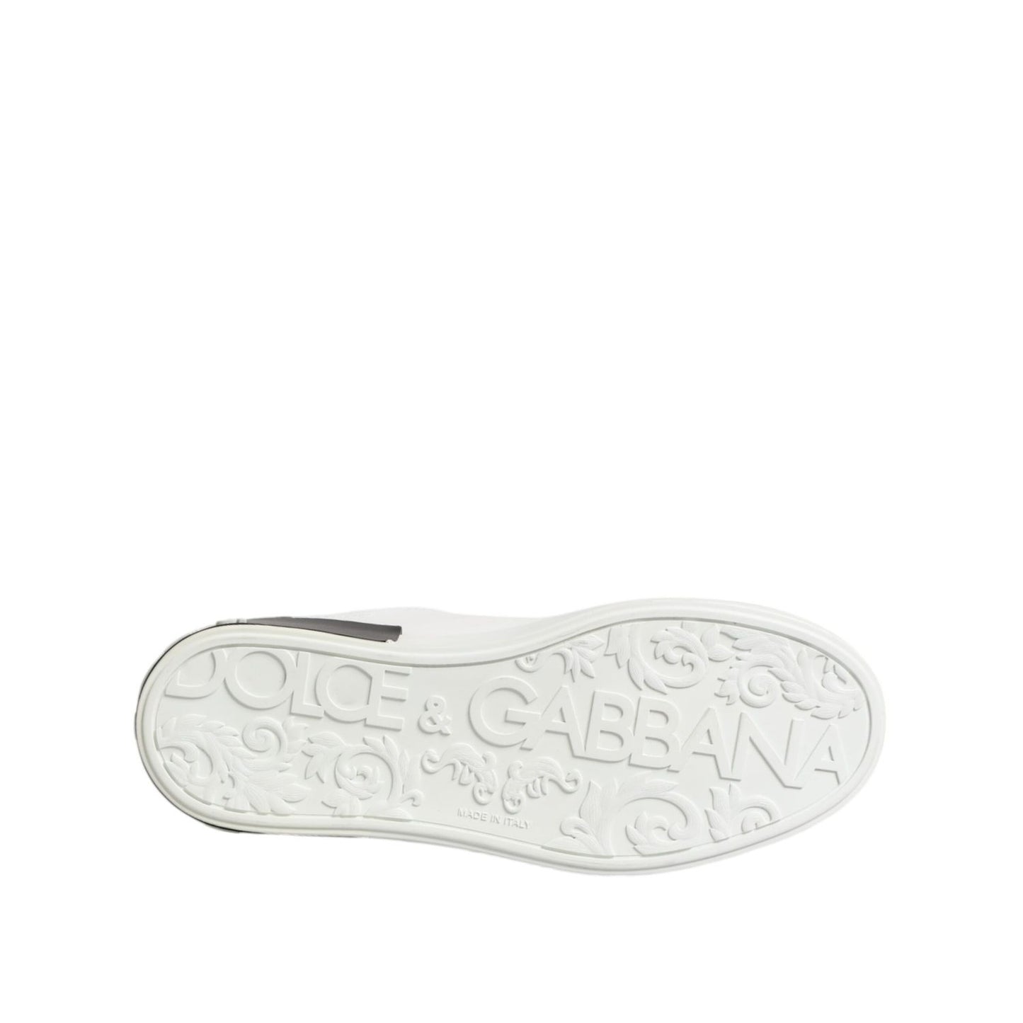 Dolce & Gabbana White Black Leather Portofino Sneaker Shoes