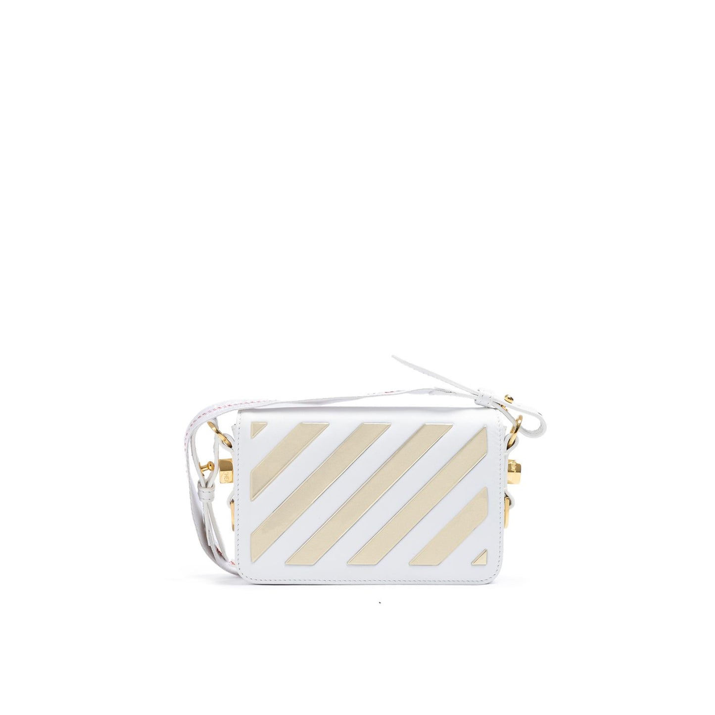 Off-White White/Gold Metallic Stripe Mini Crossbody Bag Off-White