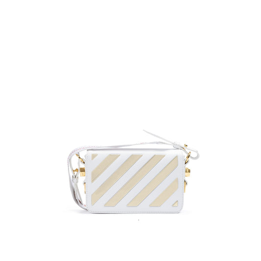Off-White White/Gold Metallic Stripe Mini Crossbody Bag Off-White
