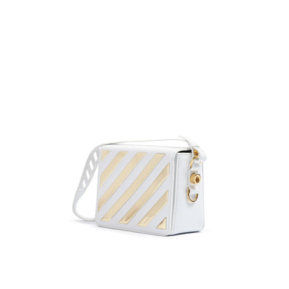 Off-White White/Gold Metallic Stripe Crossbody Bag Off-White