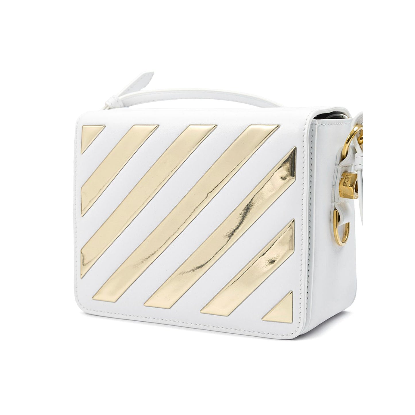 Off-White White/Gold Metallic Stripe Crossbody Bag Off-White