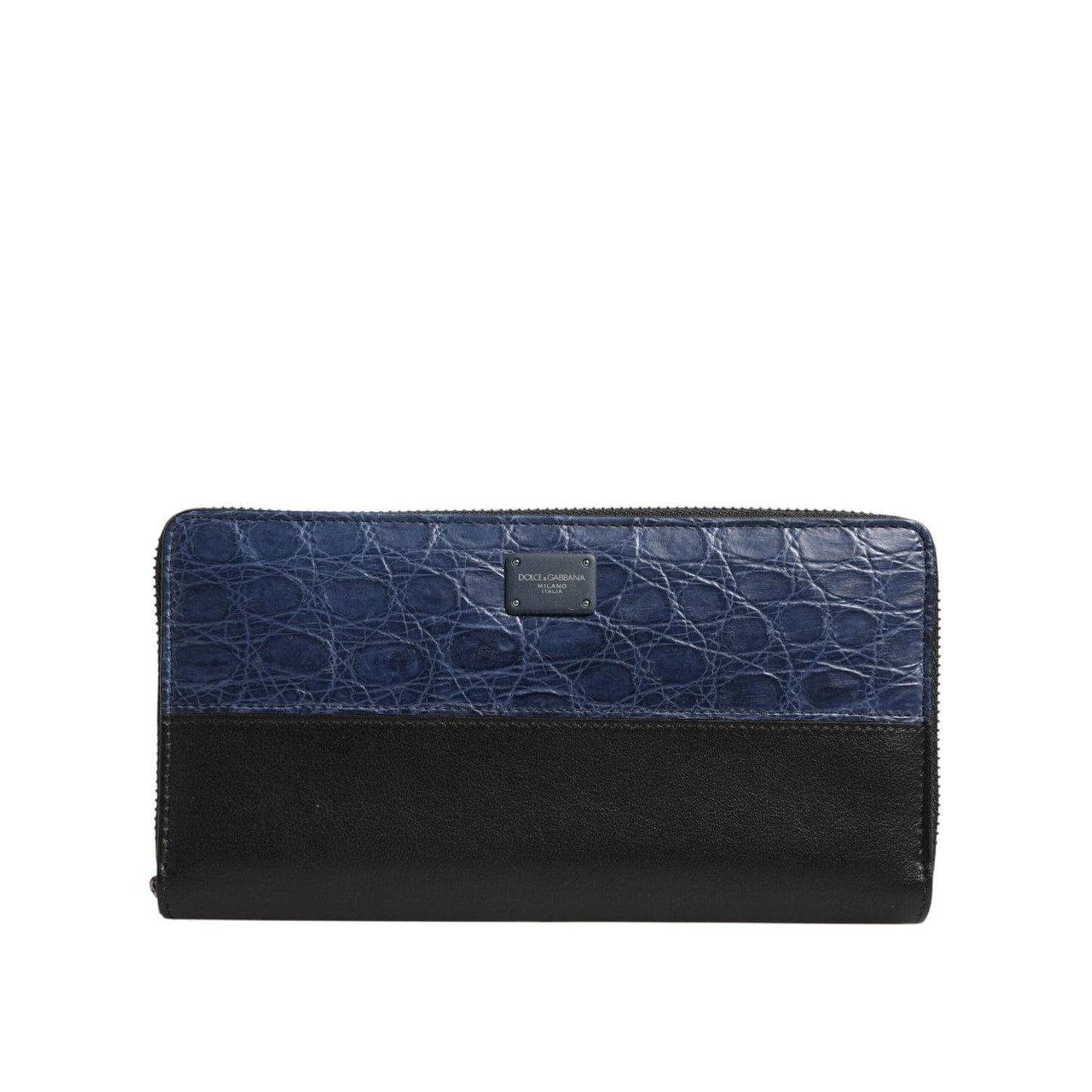 Dolce & Gabbana Black Blue Exotic Leather Men Continental Clutch Wallet
