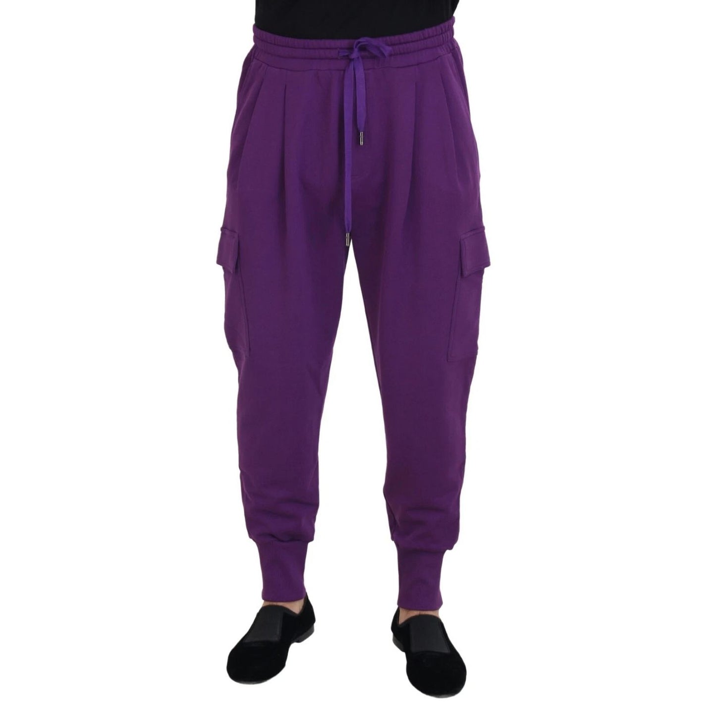 Dolce & Gabbana Purple Cotton Cargo Sweatpants Jogging Pants